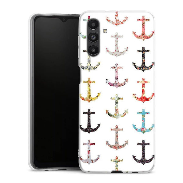 Coque Samsung Galaxy A04S Pattern Ancre floral avec rose